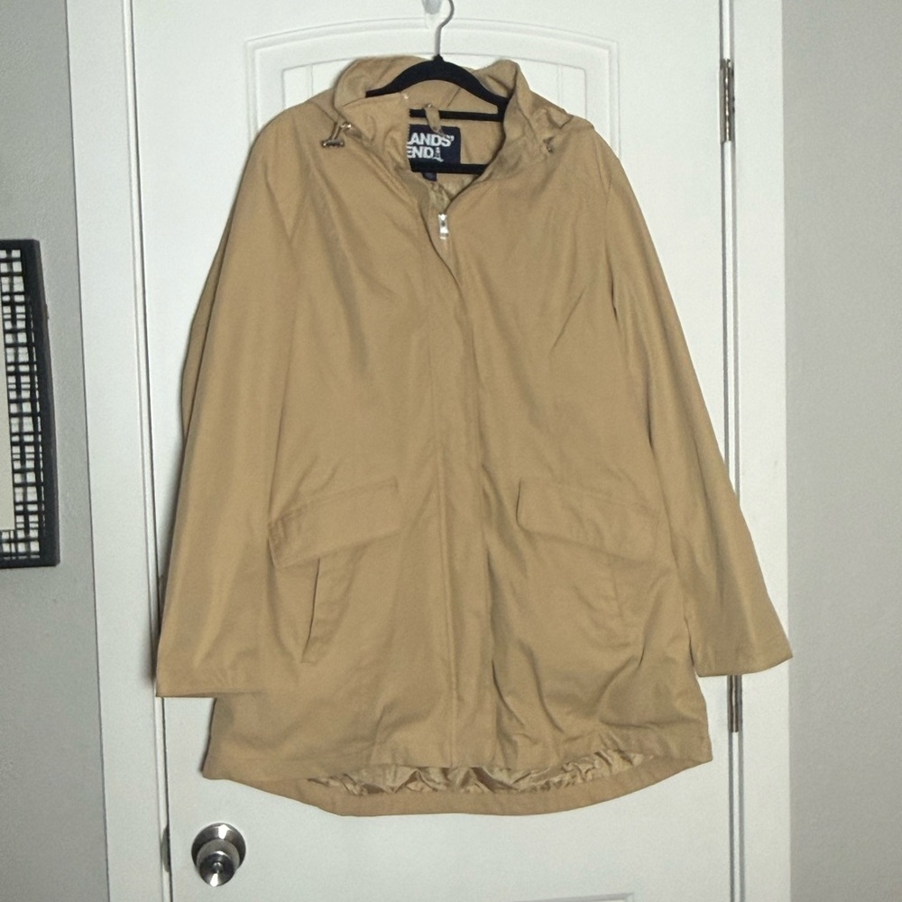 Lands' End Beige Hooded Jacket Size Large